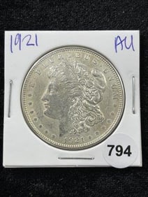 1921 AU Morgan Silver Dollar Coin