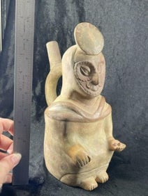 Pre-Columbian Mayan Pottery Water Bottle solid Indian Artifact Arrowhead