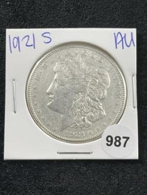 1921 S AU Morgan Silver Dollar Coin