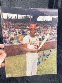 Lou Brock Hand Signed Authentic Autograph 8x10