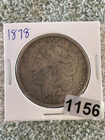 1878 Morgan Silver Dollar: KEY WORDS: INDIAN ARTIFACT ARTIFACTS ARROWHEAD ARROWHEADS NATIVE AMERICAN MISSISSIPPIAN QUAPAW CADDO POTTERY COINS MORGAN Dollar Coin PEACE Dollar Coin SILVER COINS Arkansas. Now taking in consignment