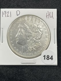 1921 D AU Morgan Silver Dollar Coin