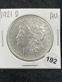 1921 D AU Morgan Silver Dollar Coin