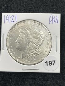 1921 AU Morgan Silver Dollar Coin