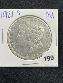 1921 S AU Morgan Silver Dollar Coin