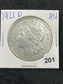 1921 D AU Morgan Silver Dollar Coin