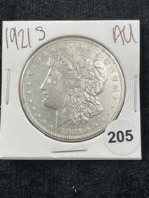 1921 S AU Morgan Silver Dollar Coin