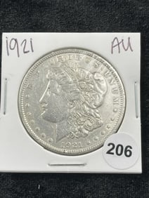 1921 AU Morgan Silver Dollar Coin