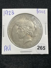 1923 AU Peace Silver Dollar Coin