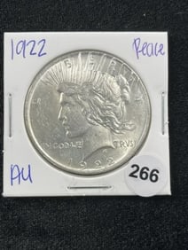 1922 AU Peace Silver Dollar Coin