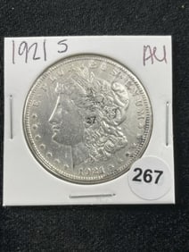 1921 S AU Morgan Silver Dollar Coin