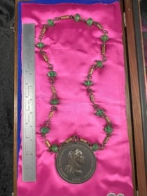 George Washington Presidential Peace Medal with Exceptioanl Beads & Copper Frame IS included