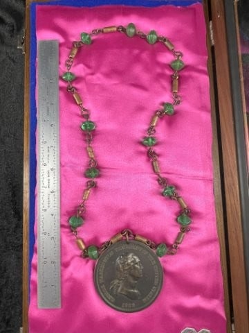 George Washington Presidential Peace Medal with Exceptioanl Beads & Copper Frame IS included (1 of 5)