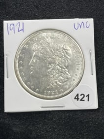 1921 UNC Morgan Silver Dollar Coin