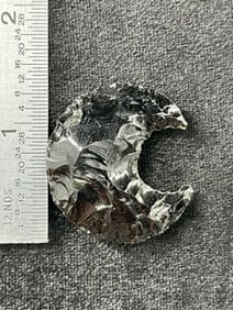 Obsidian Crescent Indian Artifact Arrowhead