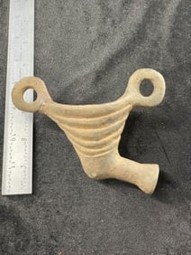Caddo Pottery Pipe one loop is broken and glued