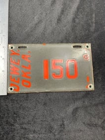 1914 Porcelain Oklahoma License Plate
