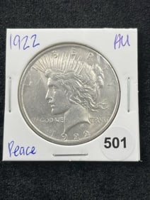 1922 AU Peace Silver Dollar Coin