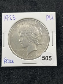 1923 AU Peace Silver Dollar Coin