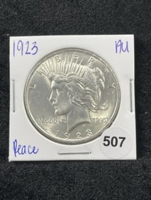 1923 AU Peace Silver Dollar Coin