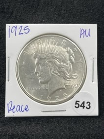 1925 AU Peace Silver Dollar Coin