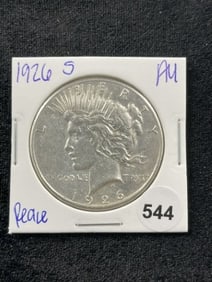 1926 S AU Peace Silver Dollar Coin