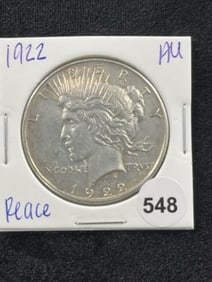 1922 AU Peace Silver Dollar Coin