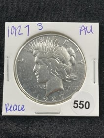 1927 S AU Peace Silver Dollar Coin