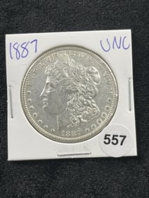 1887 UNC Morgan Silver Dollar Coin
