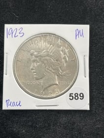 1923 AU Peace Silver Dollar Coin