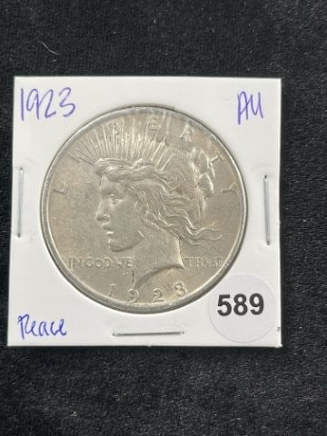 1923 AU Peace Silver Dollar Coin (1 of 2)