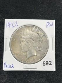 1922 AU Peace Silver Dollar Coin