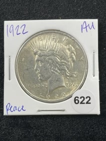 1922 AU Peace Silver Dollar Coin