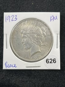 1923 AU Peace Silver Dollar Coin