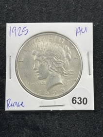 1925 AU Peace Silver Dollar Coin