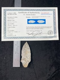 Adena Point with Sam Johnson COA from Randolph County, Arkansas ex- Barth Grayson Collection Indian