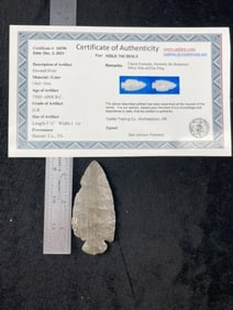 Dovetail with Sam Johnson COA from Stewart County, Tennessee Indian Artifact Arrowhead