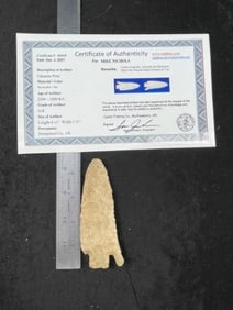 Calcasieu with Sam Johnson COA from Hempstead County, Arkansas Indian Artifact Arrowhead