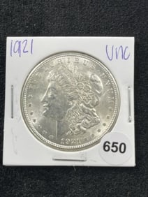 1921 UNC Morgan Silver Dollar Coin
