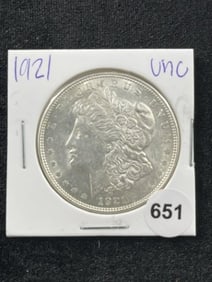 1921 UNC Morgan Silver Dollar Coin