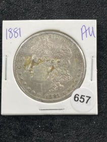 1881 AU Morgan Silver Dollar Coin