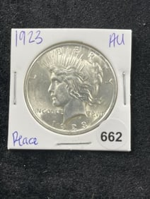1923 AU Peace Silver Dollar Coin