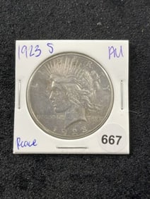 1923 S AU Peace Silver Dollar Coin