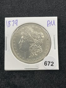 1879 AU Morgan Silver Dollar Coin
