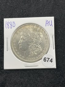 1880 AU Morgan Silver Dollar Coin