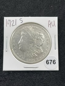 1921 S AU Morgan Silver Dollar Coin