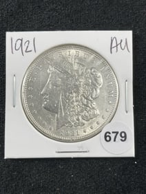 1921 AU Morgan Silver Dollar Coin
