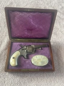 Rob Roy T&R 22 Short Pistol Very Elaborately Engraved with original Mother of Pearl Shell Cartridge