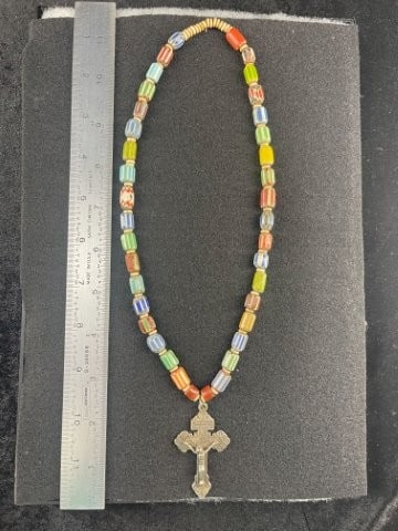 Cross Trade Necklace with Glass Trade Beads frame IS included (1 of 5)