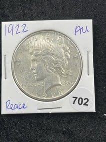 1922 AU Peace Silver Dollar Coin